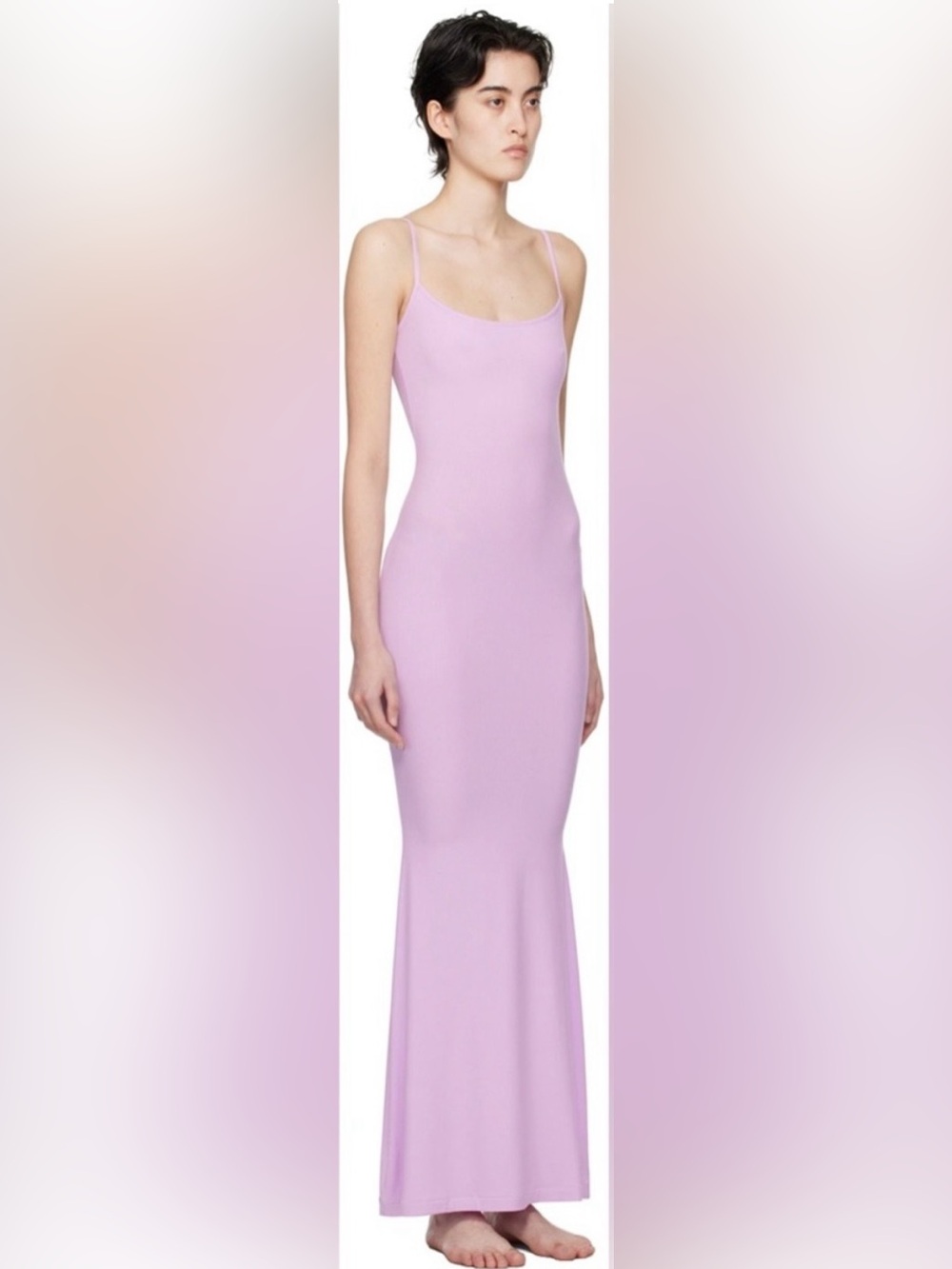 NWT SKIMS Soft Lounge Ribbed Long Stretch-Modal Slip Dress